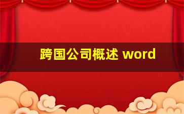 跨国公司概述 word